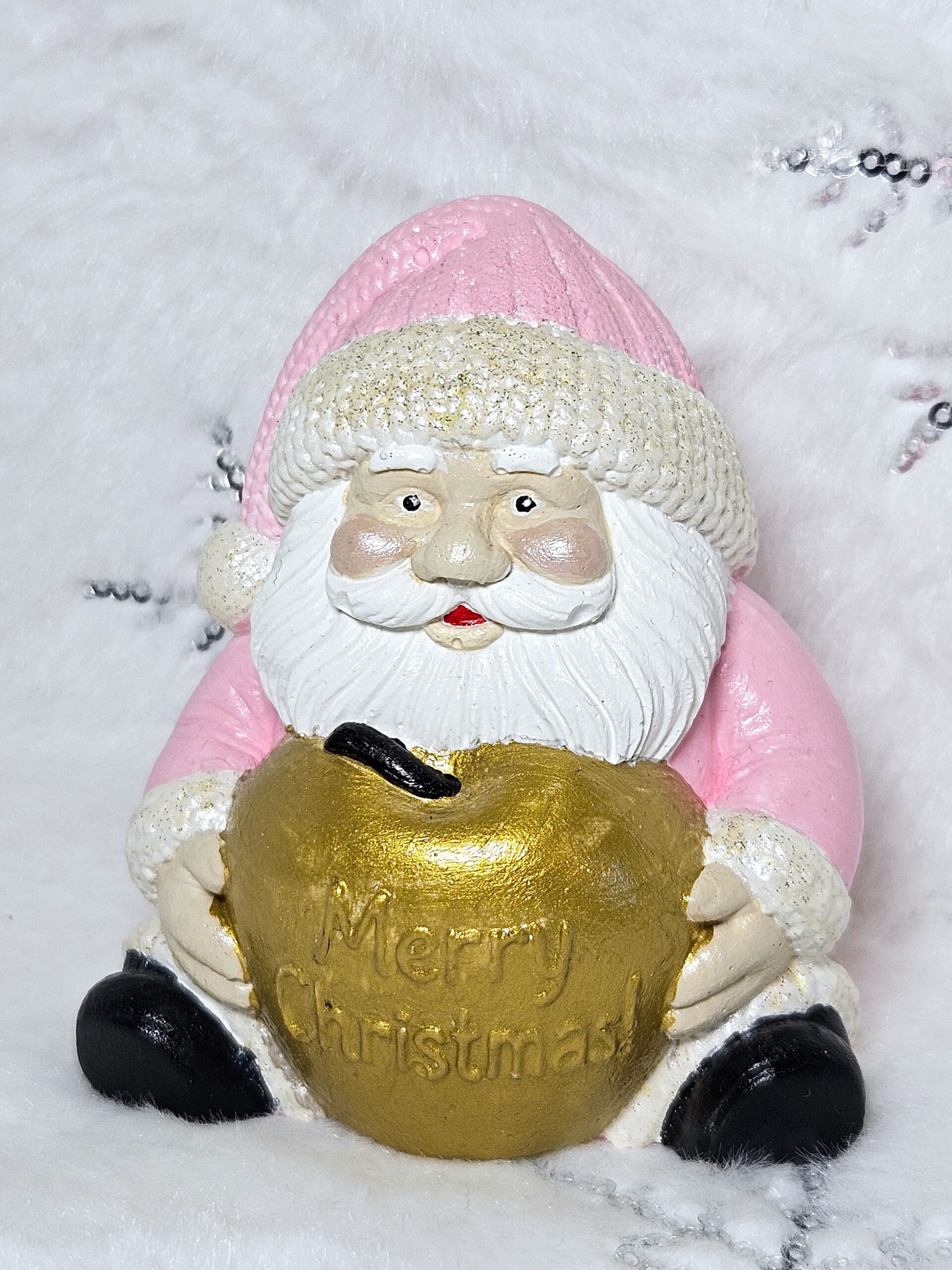 Télapó Merry Christmas felirattal - asztali dísz