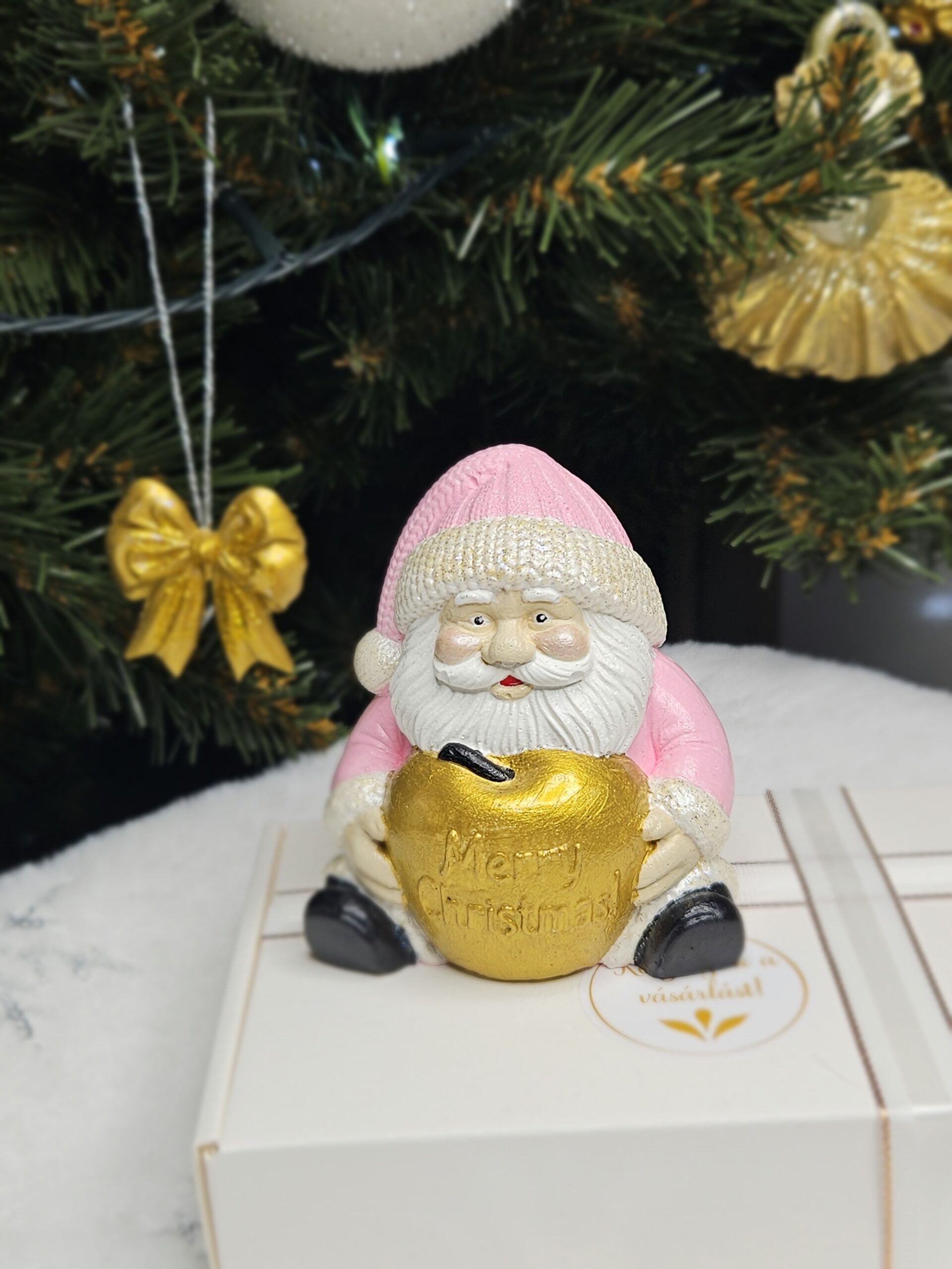 Télapó Merry Christmas felirattal - asztali dísz